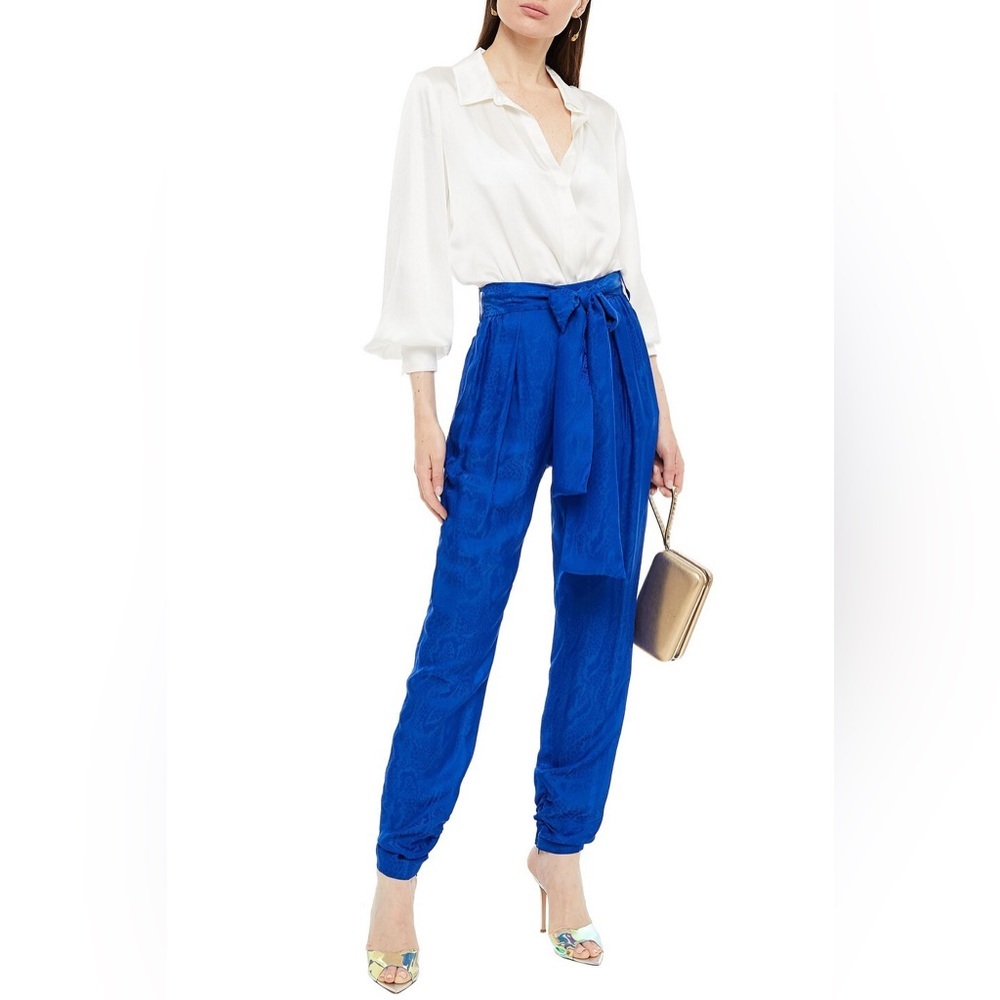 DUNDAS Pants Satin Jacquard Silk Slacks